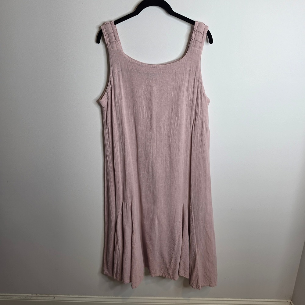Oh My Gauze Sleeveless Lagenlook Cotton Dress Womens 2 (L) Pink